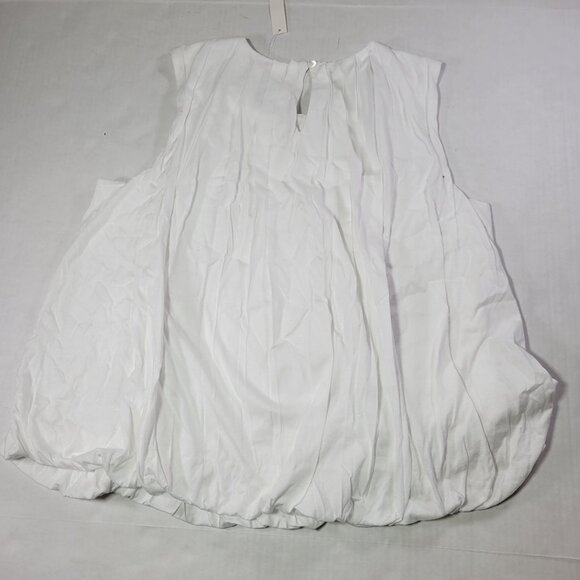 Madewell Women Sleeveless White Bubble Hem Pleated Cotton Top Blouse Size S - Picture 6 of 6